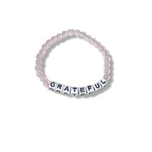 3 FOR $20 HANDCRAFTED Light Pink Glass Beaded 'Grateful' Bracelet